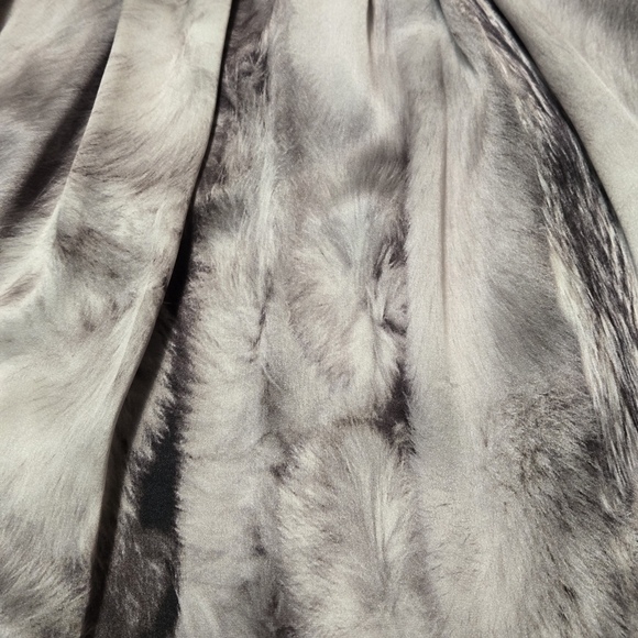 Dolce & Gabbana Satin Silk Feather Print Gray Midi Dress - Picture 3 of 16